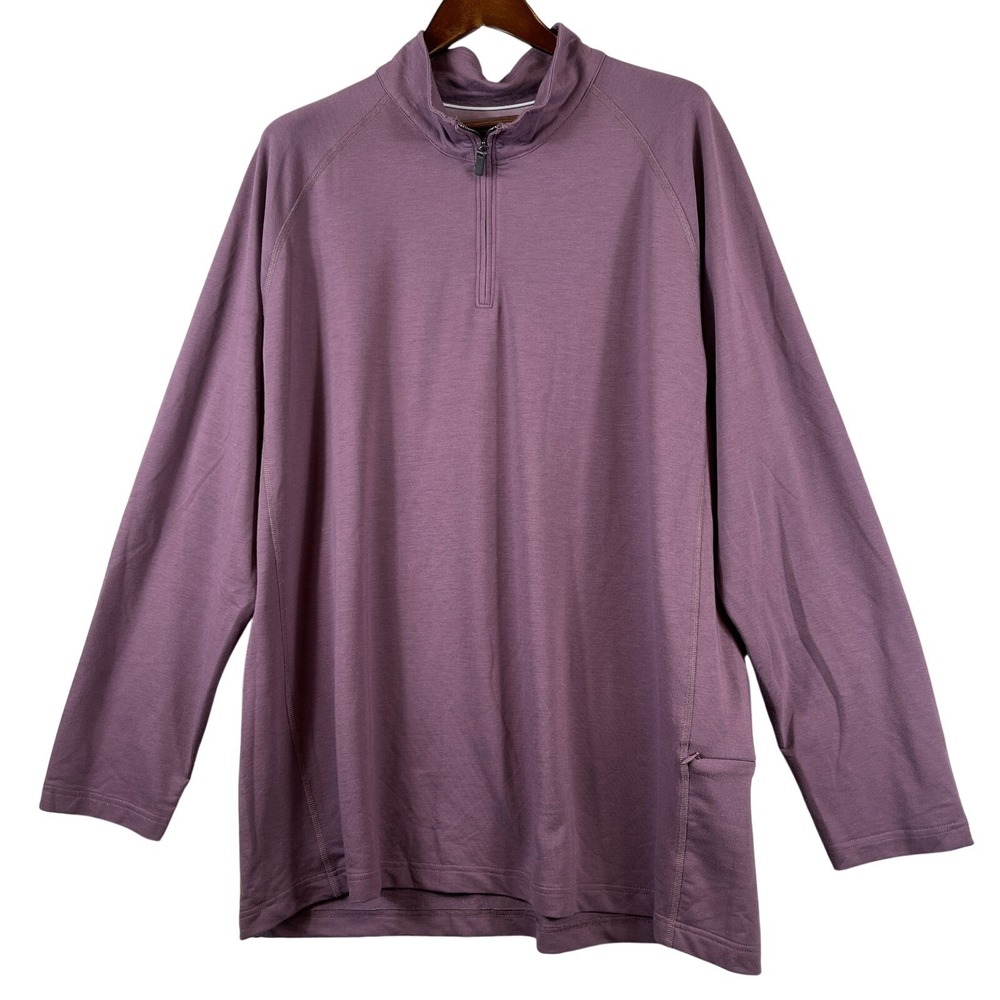 Lands End Womens XXL Quarter Zip Performance Pullover Lavender Purple Activewear